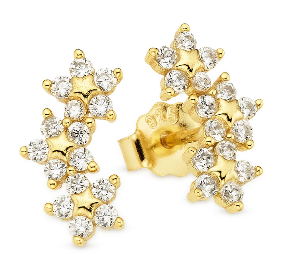 Aniston JEWELRY & WATCHES Paar Ohrstecker Silberohrstecker gelbgoldfarben vergoldet mit weißen Zirkonia, mit Zirkonia (synth) von Aniston JEWELRY & WATCHES