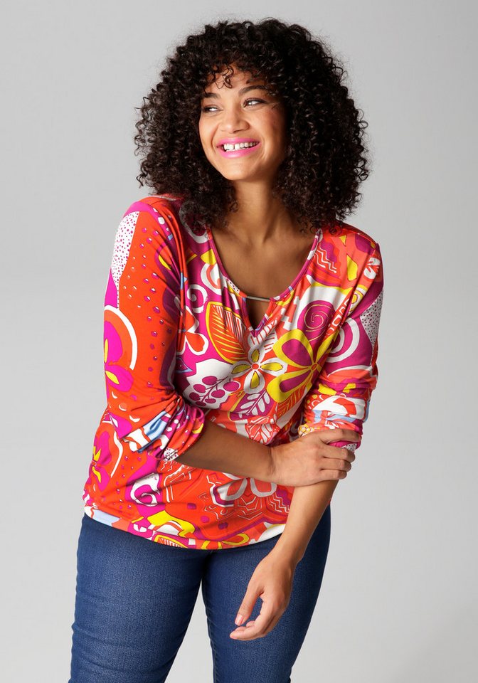 Aniston PLUS Langarmshirt mit farbharmonischen, fantasievollem Druck von Aniston PLUS