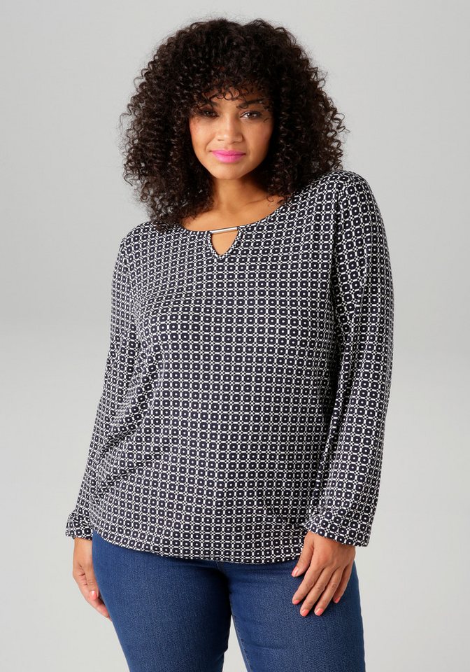 Aniston PLUS Langarmshirt mit grafischem Alloverdruck von Aniston PLUS