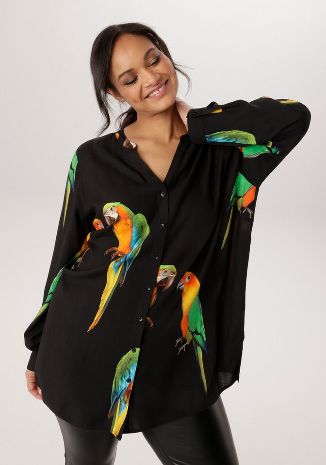 Aniston PLUS Longbluse Mit ausgefallenen Papgeien Druck - NEUE KOLLEKTION von Aniston PLUS