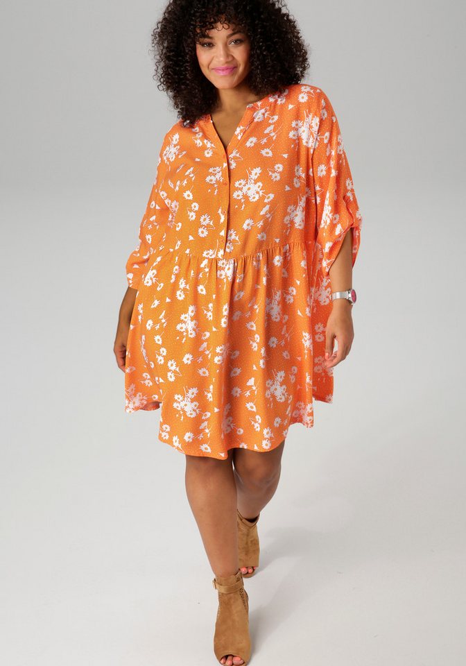 Aniston PLUS Longbluse mit Blumen und kleinen Pünktchen bedruckt von Aniston PLUS