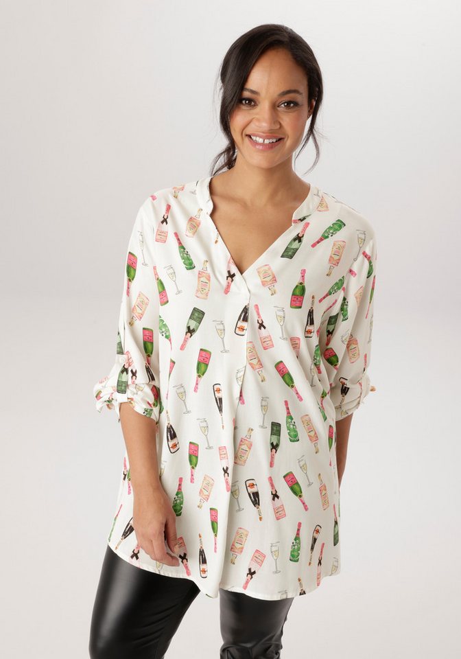 Aniston PLUS Schlupfbluse mit Sektfläschchen bedruckt von Aniston PLUS