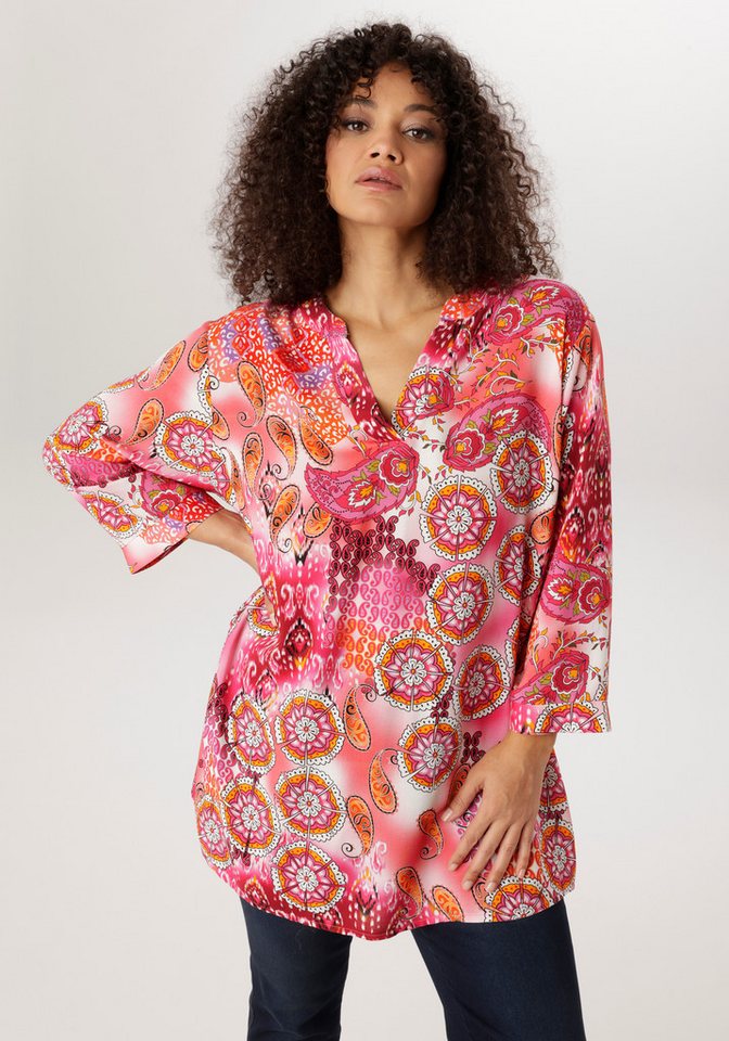 Aniston PLUS Schlupfbluse mit extravaganten farbenfrohes Blumen-Paileydessin - NEUE KOLLEKTION von Aniston PLUS