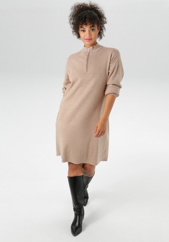 Aniston PLUS Strickkleid mit Stehkragen und Reißverschluss von Aniston PLUS