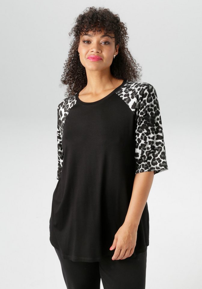 Aniston PLUS T-Shirt mit 3/4 langen Raglanärmel in Leoprint - NEUE KOLLEKTION von Aniston PLUS