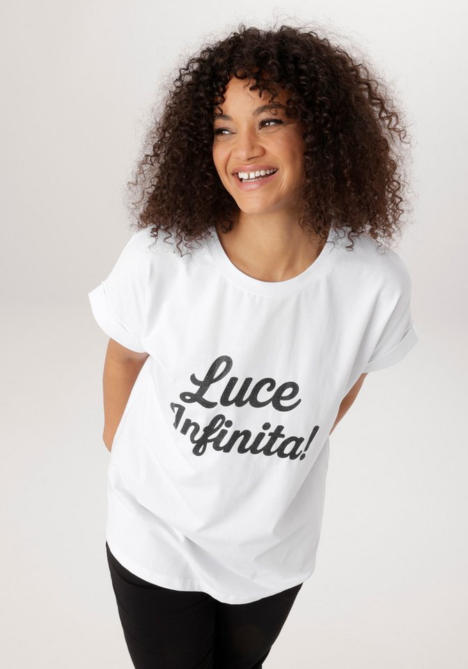 Aniston PLUS T-Shirt mit schwarzen Glitzer Schriftzug - NEUE KOLLEKTION von Aniston PLUS