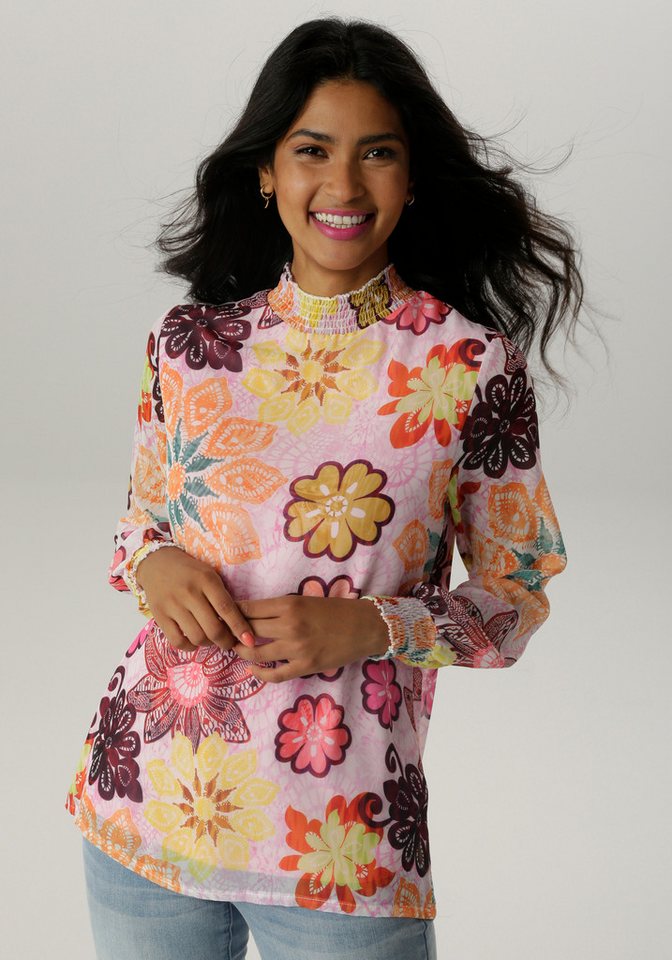 Aniston SELECTED Chiffonbluse mit Blumendruck und Smokbündchen von Aniston SELECTED