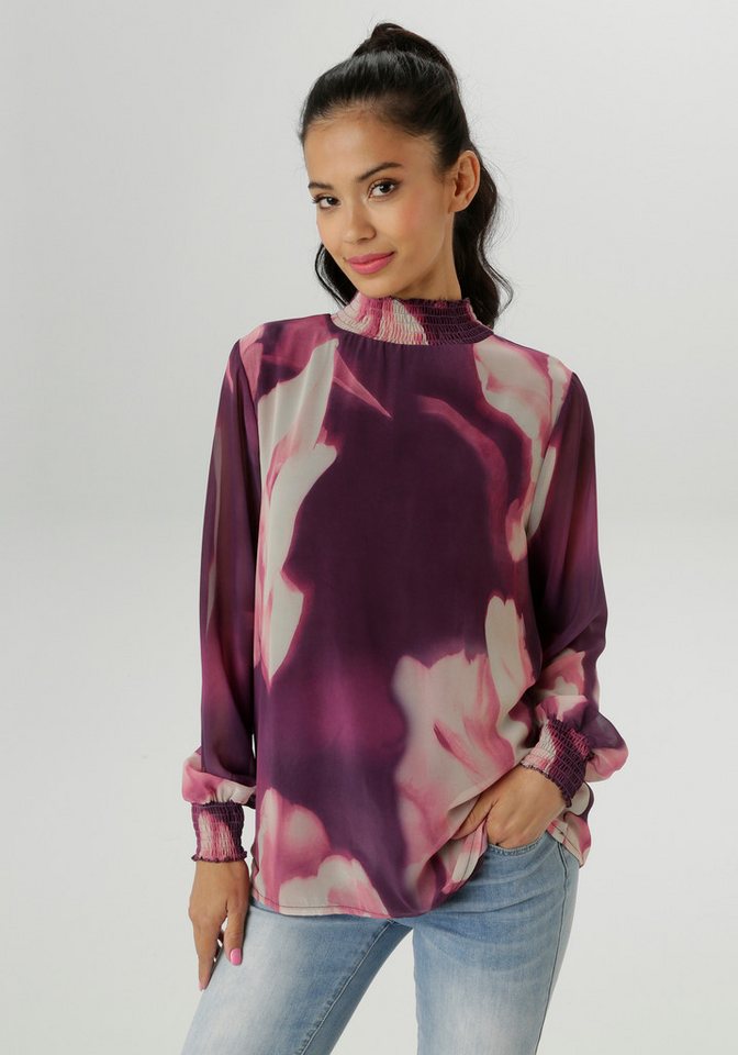 Aniston SELECTED Chiffonbluse mit modernen, fantasievollen Batik-Blütendruck - NEUE KOLLEKTION von Aniston SELECTED
