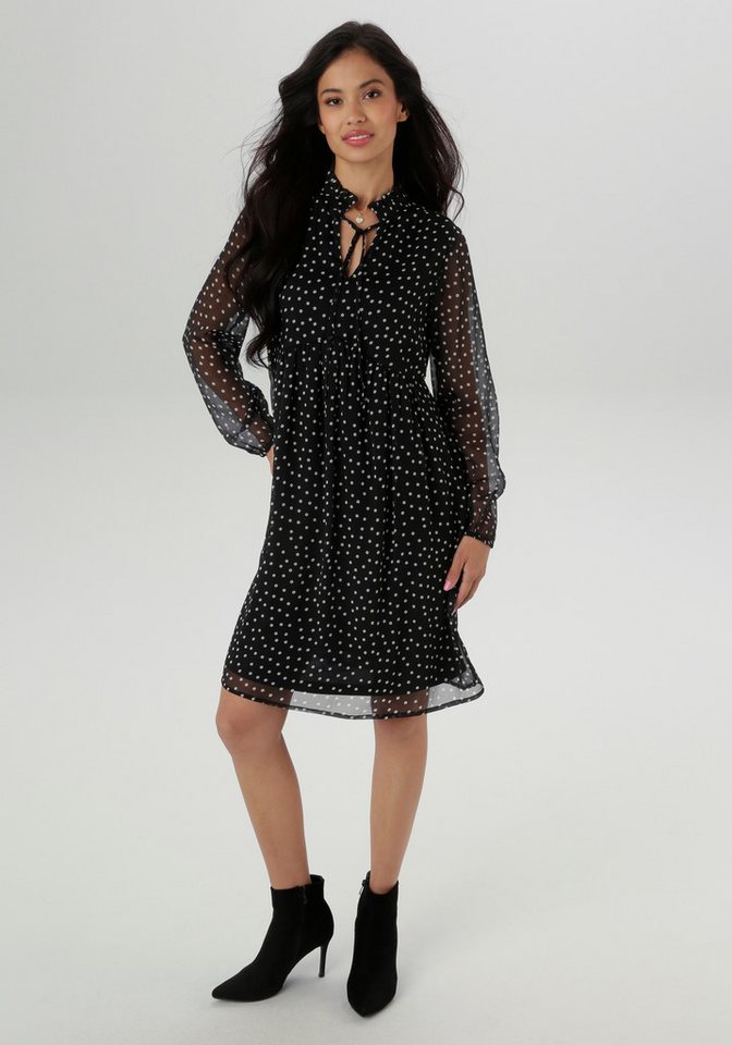 Aniston SELECTED Chiffonkleid Mit kleinen Rüschen am Stehkragen und Bindebänder - NEUE KOLLEKTION von Aniston SELECTED
