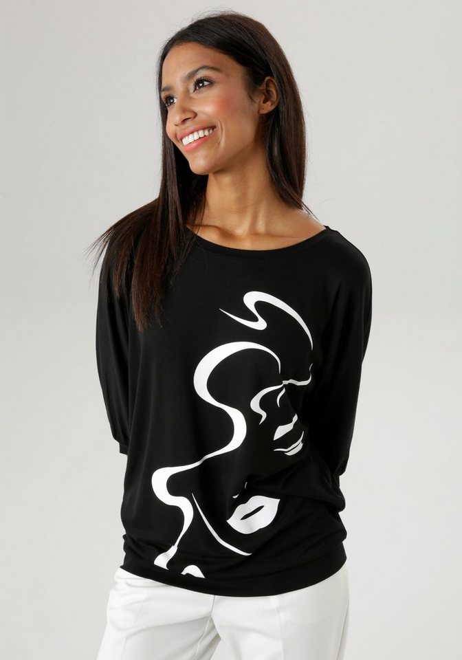 Aniston SELECTED Fledermausshirt mit abstraktem Gesichtsdruck von Aniston SELECTED