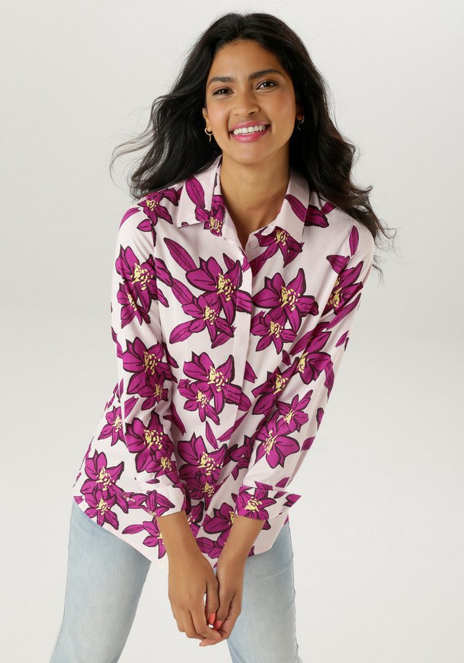 Aniston SELECTED Hemdbluse mit malerisch großen Blütendruck von Aniston SELECTED