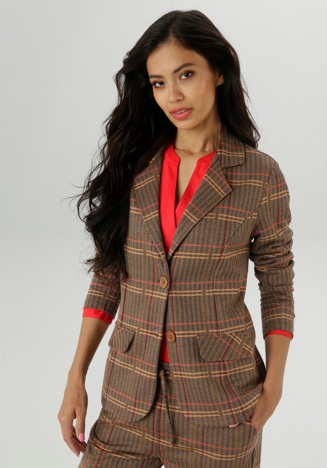 Aniston SELECTED Jerseyblazer mit klassischem Hahnentritt- und Karomuster von Aniston SELECTED