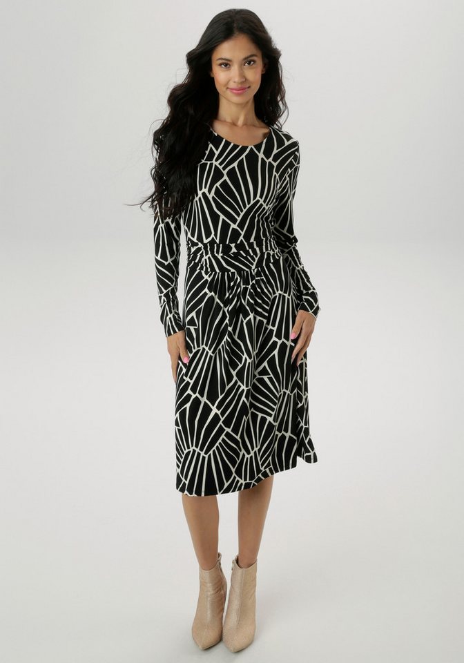 Aniston SELECTED Jerseykleid im grafischen Musterdessin und gerafftem Taillenbund von Aniston SELECTED