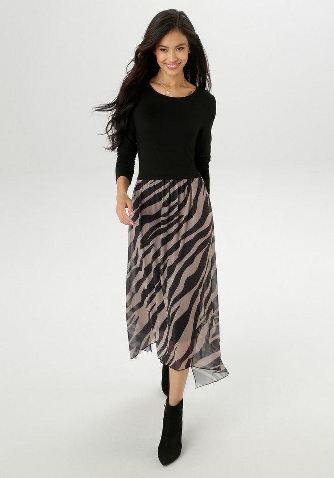 Aniston SELECTED Jerseykleid im Materialmix mit trendigen Animalprint - NEUE KOLLEKTION von Aniston SELECTED