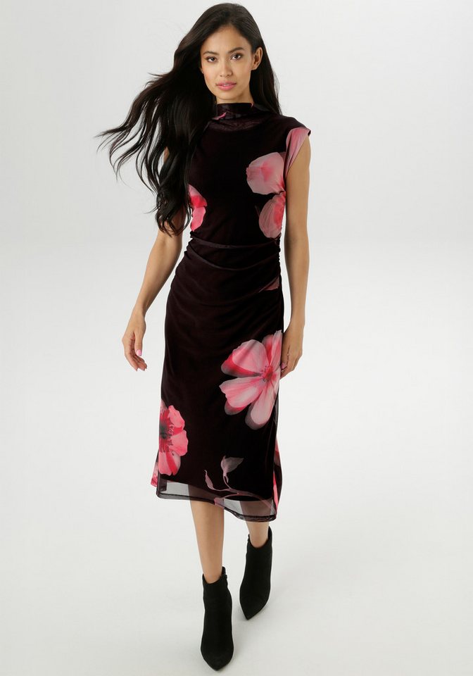 Aniston SELECTED Midikleid In Mesh-Qualiät und im angesagten Blütenprint - NEUE KOLLEKTION von Aniston SELECTED