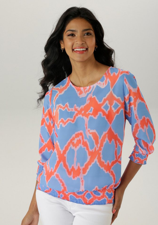 Aniston SELECTED Schlupfbluse mit Smokbündchen und modernes, extravagantes Muster von Aniston SELECTED