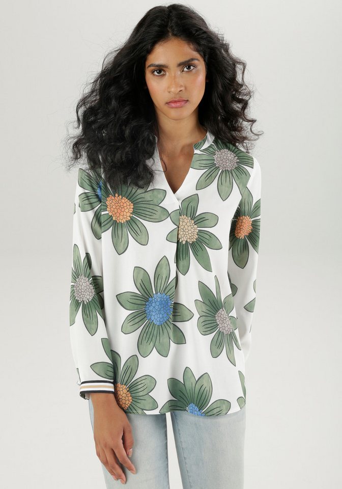 Aniston SELECTED Schlupfbluse mit gestreiften Manschetten von Aniston SELECTED