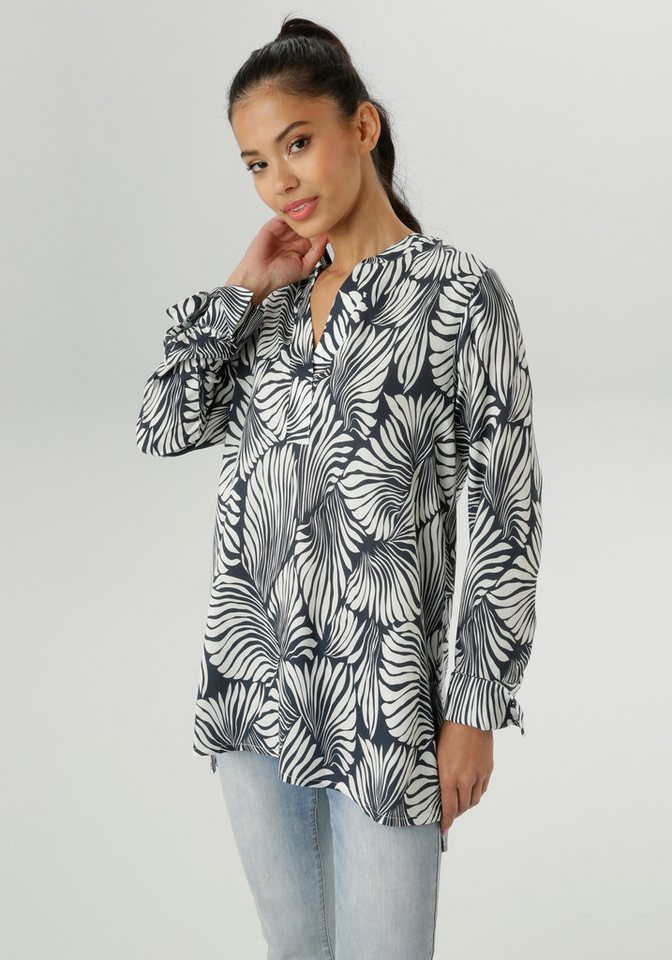 Aniston SELECTED Schlupfbluse mit plakativen Blätterdruck allover von Aniston SELECTED