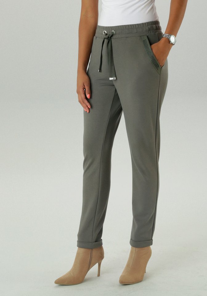 Aniston SELECTED Schlupfhose mit Glitzersteinen an den Eingriffstaschen von Aniston SELECTED