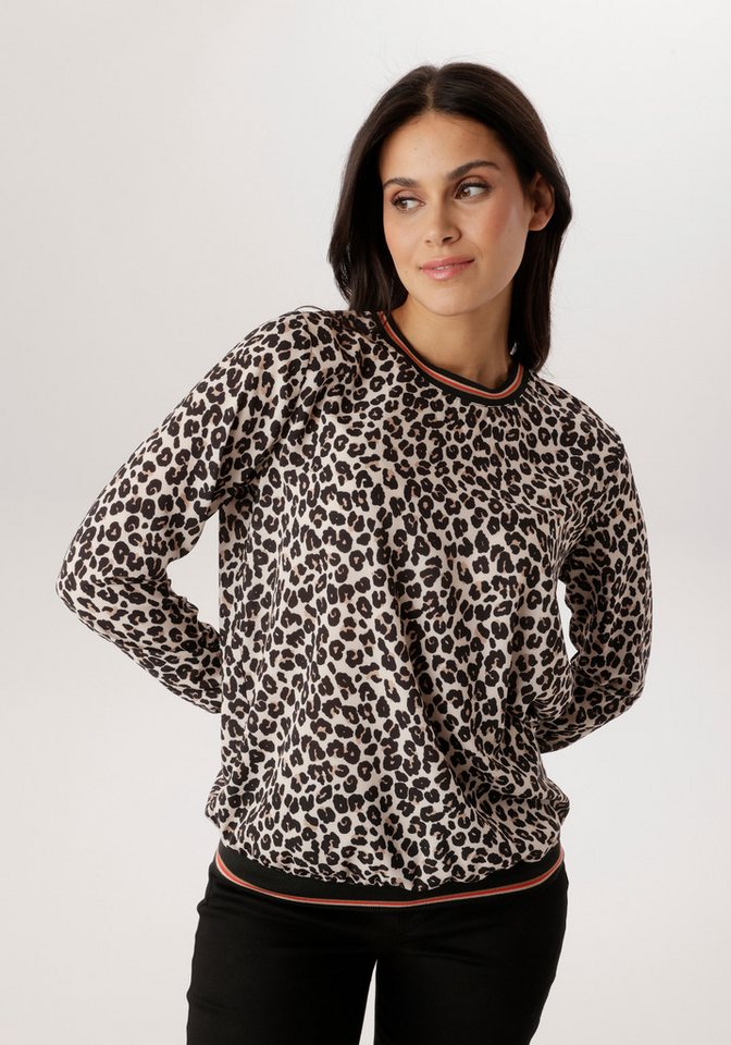 Aniston SELECTED Shirtbluse mit gestreiften Bündchen und Lepoarden-Print allover - NEUE KOLLEKTION von Aniston SELECTED