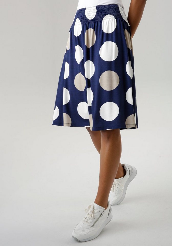 Aniston SELECTED Sommerrock mit gesmoktem Bund und Punkte-Druck von Aniston SELECTED