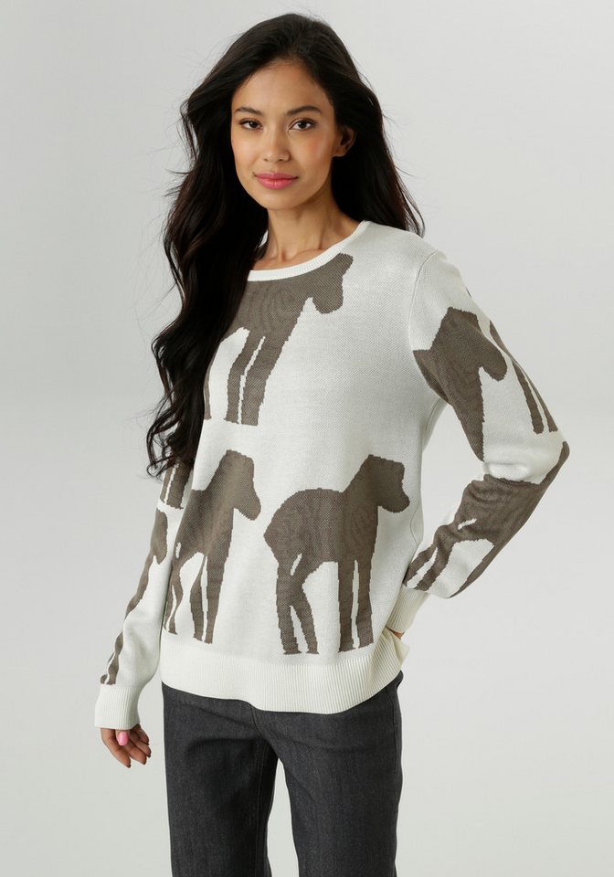 Aniston SELECTED Strickpullover mit trendiger und großflächiger Jacquardmusterung - NEUE KOLLEKTION von Aniston SELECTED