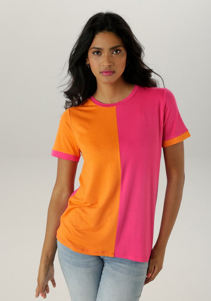 Aniston SELECTED T-Shirt mit trend- und farbstarken Colorblock von Aniston SELECTED