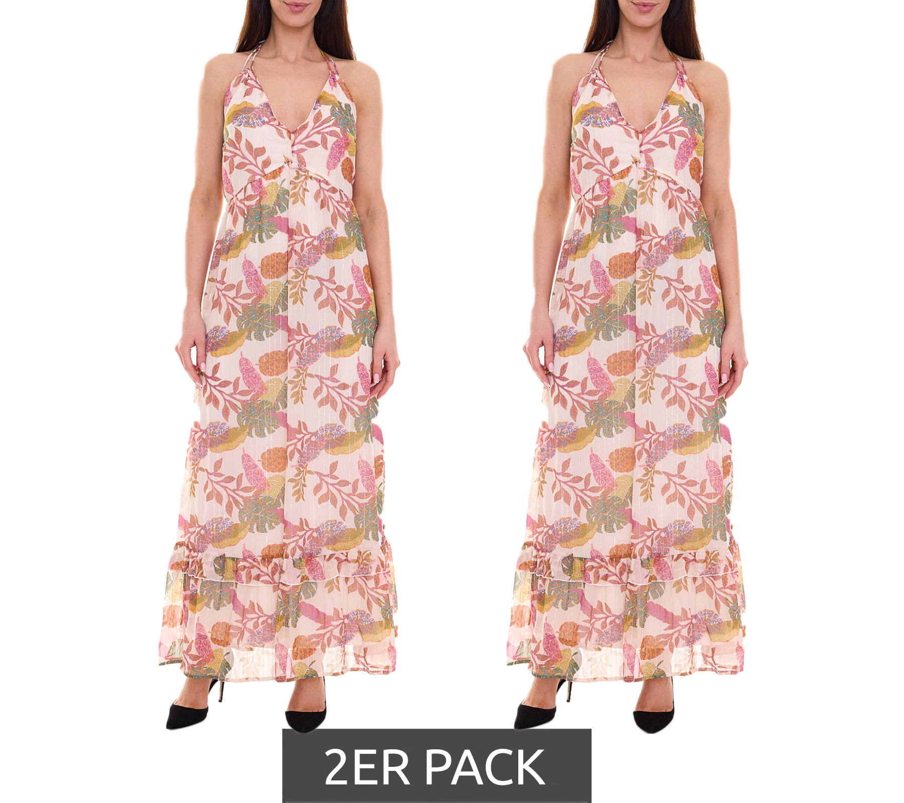 2er Pack Aniston CASUAL Damen Maxi-Kleid mit Allover-Print Sommer-Kleid 46746028 Bunt von Aniston