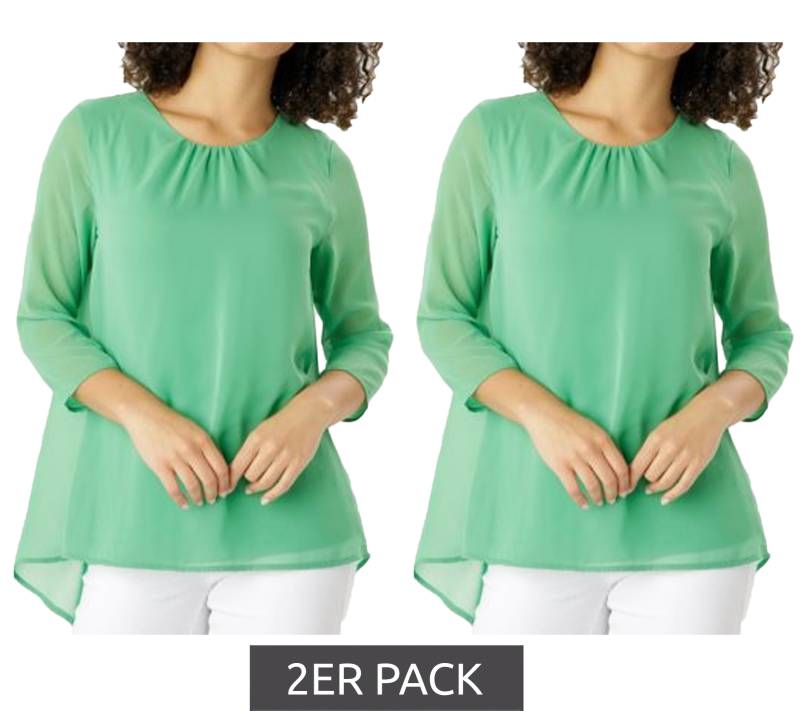 2er Pack Aniston selected Damen Bluse Sommer-Bluse 3/4 Arm Chiffon-Shirt 27596542 Grün von Aniston