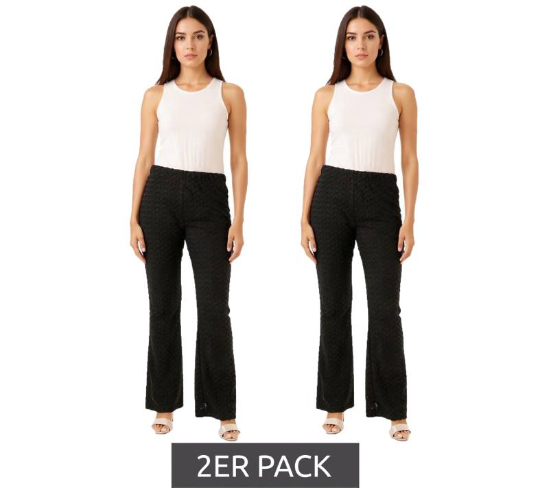 2er Sparpack Aniston CASUAL Damen Bootcut-Hose lässige Schlupfhose 22584447 Schwarz von Aniston