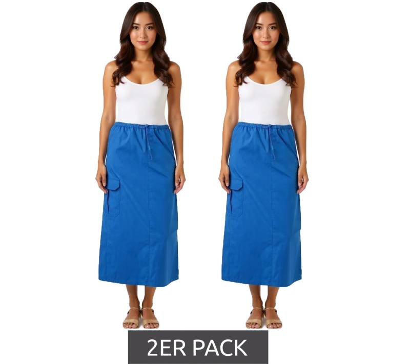 2er Sparpack Aniston CASUAL Damen Cargo-Rock Sommer-Rock Midi-Länge Baumwoll-Rock mit Gummizug 77100947 Blau von Aniston