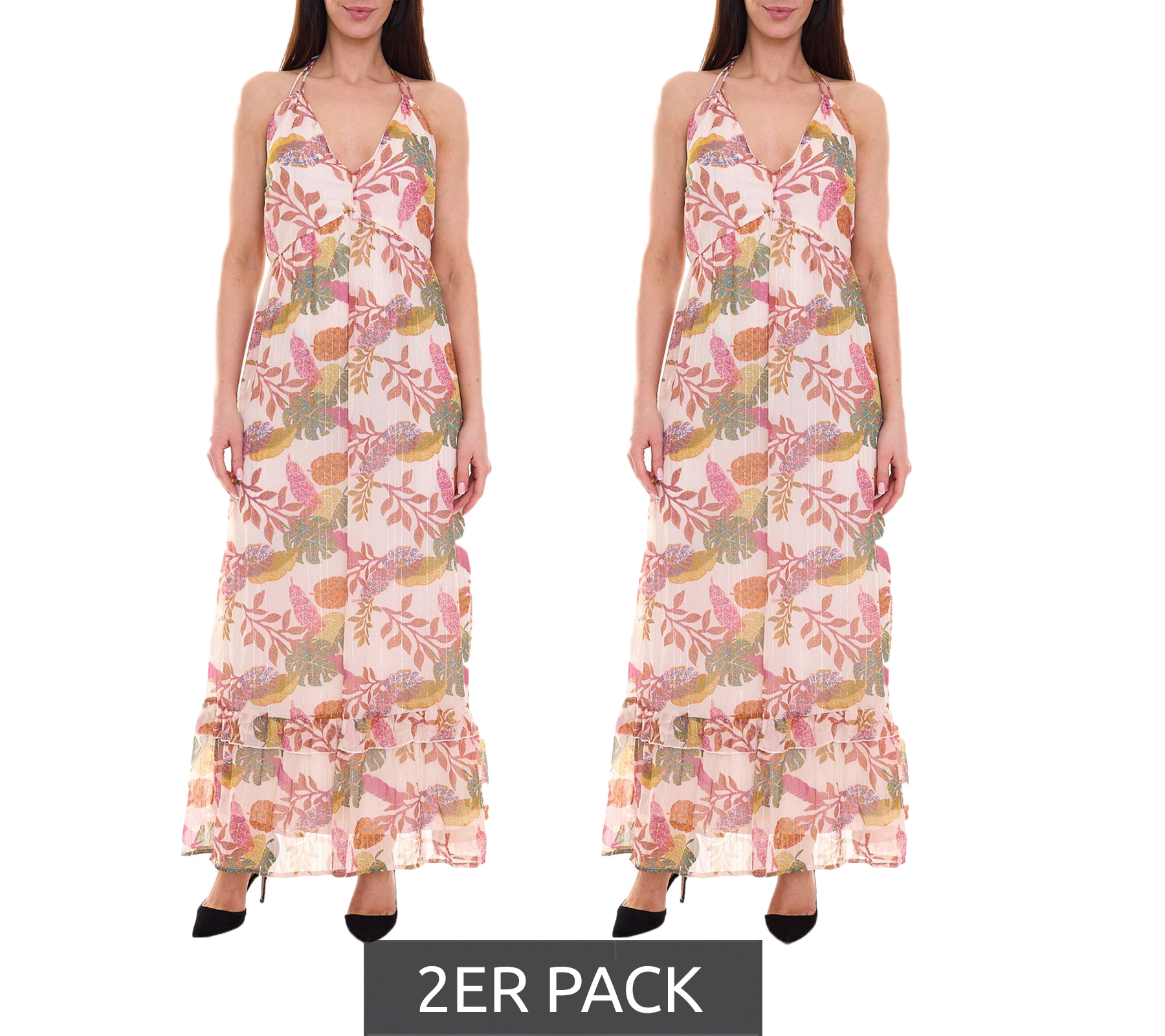 2er Sparpack Aniston CASUAL Damen Maxi-Kleid mit Allover-Print Sommer-Kleid 46746028 Bunt von Aniston