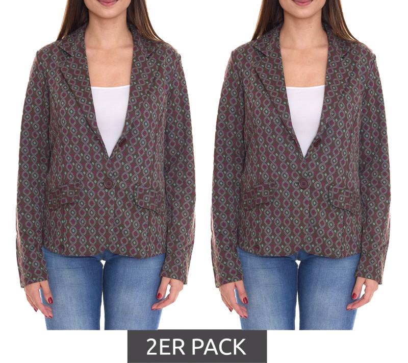 2er Sparpack Aniston CASUALS Damen Blazer Kurz-Jacke mit Knöpfen 56919808 Grün/Braun von Aniston