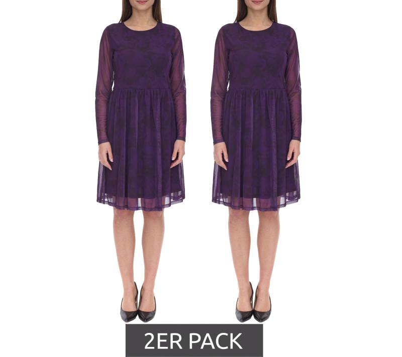 2er Sparpack Aniston SELECTED Damen Maschenkleid modisches Sommer-Kleid 99458044 Lila von Aniston