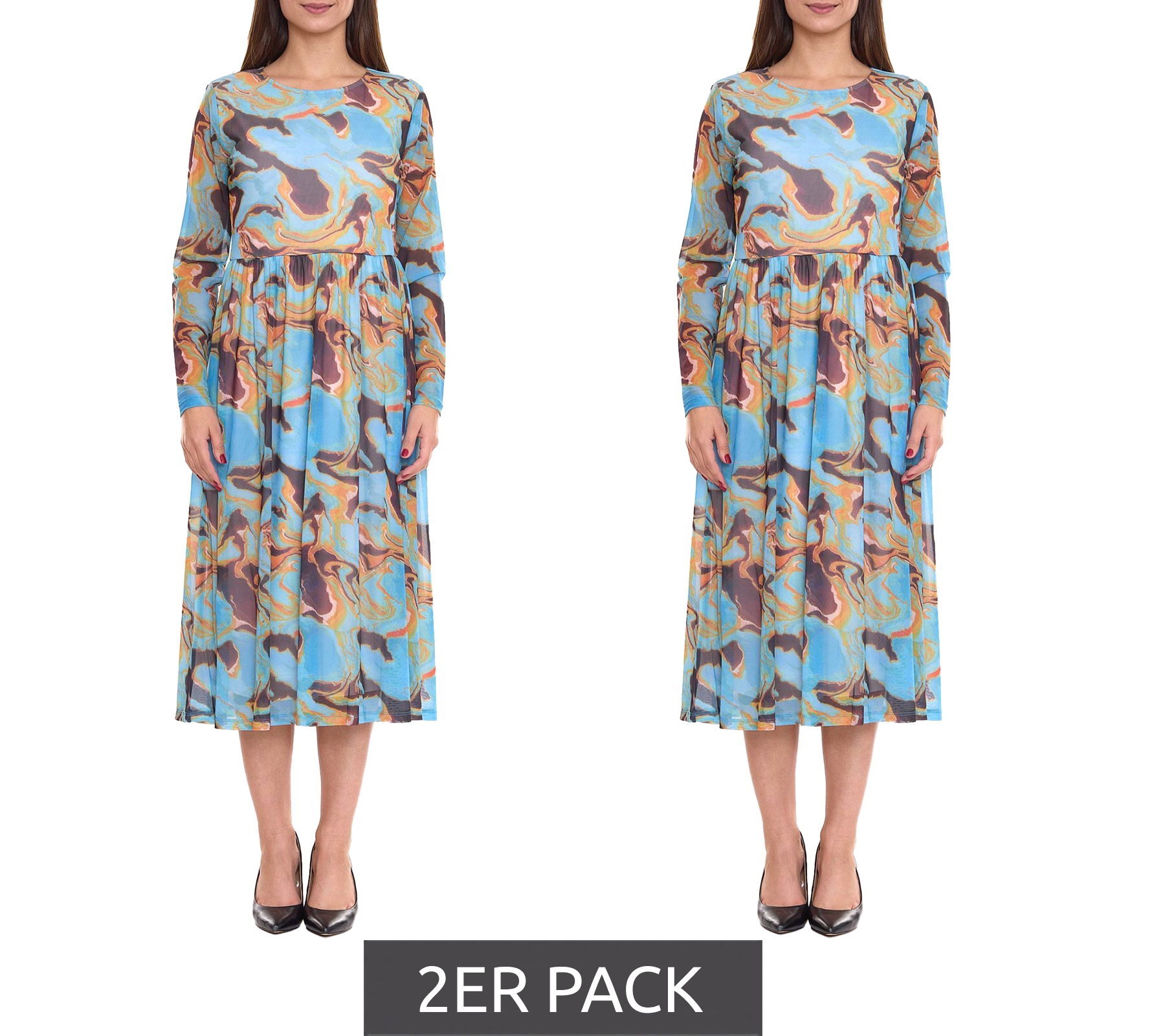 2er Sparpack Aniston SELECTED Party-Kleid farbenfrohes Damen Kleid mit Allover-Muster 39675636 Bunt von Aniston
