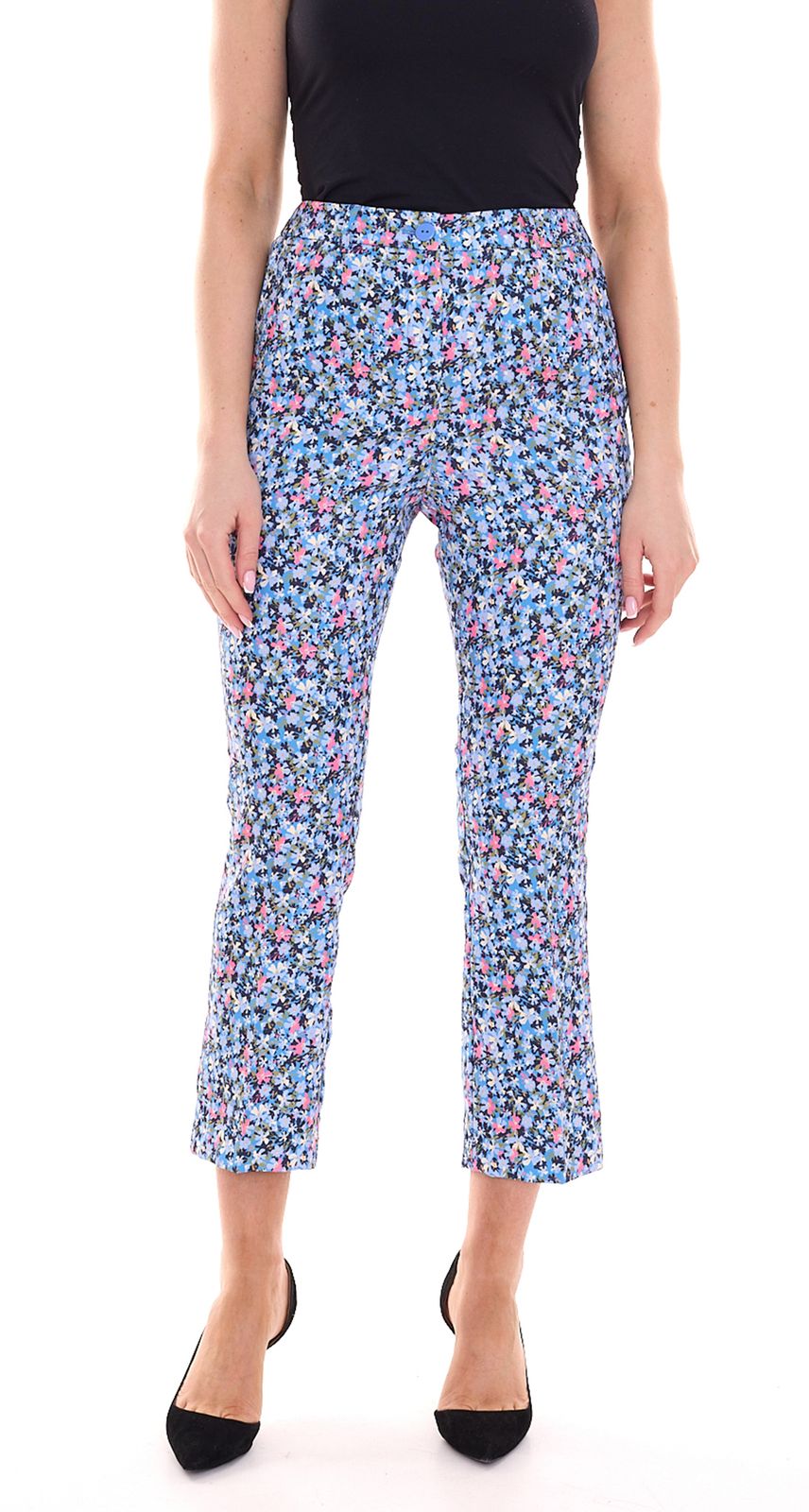 Aniston CASUAL Damen 7/8-Hose lässige Sommer-Hose mit Blümchen-Muster 17521410 Blau von Aniston