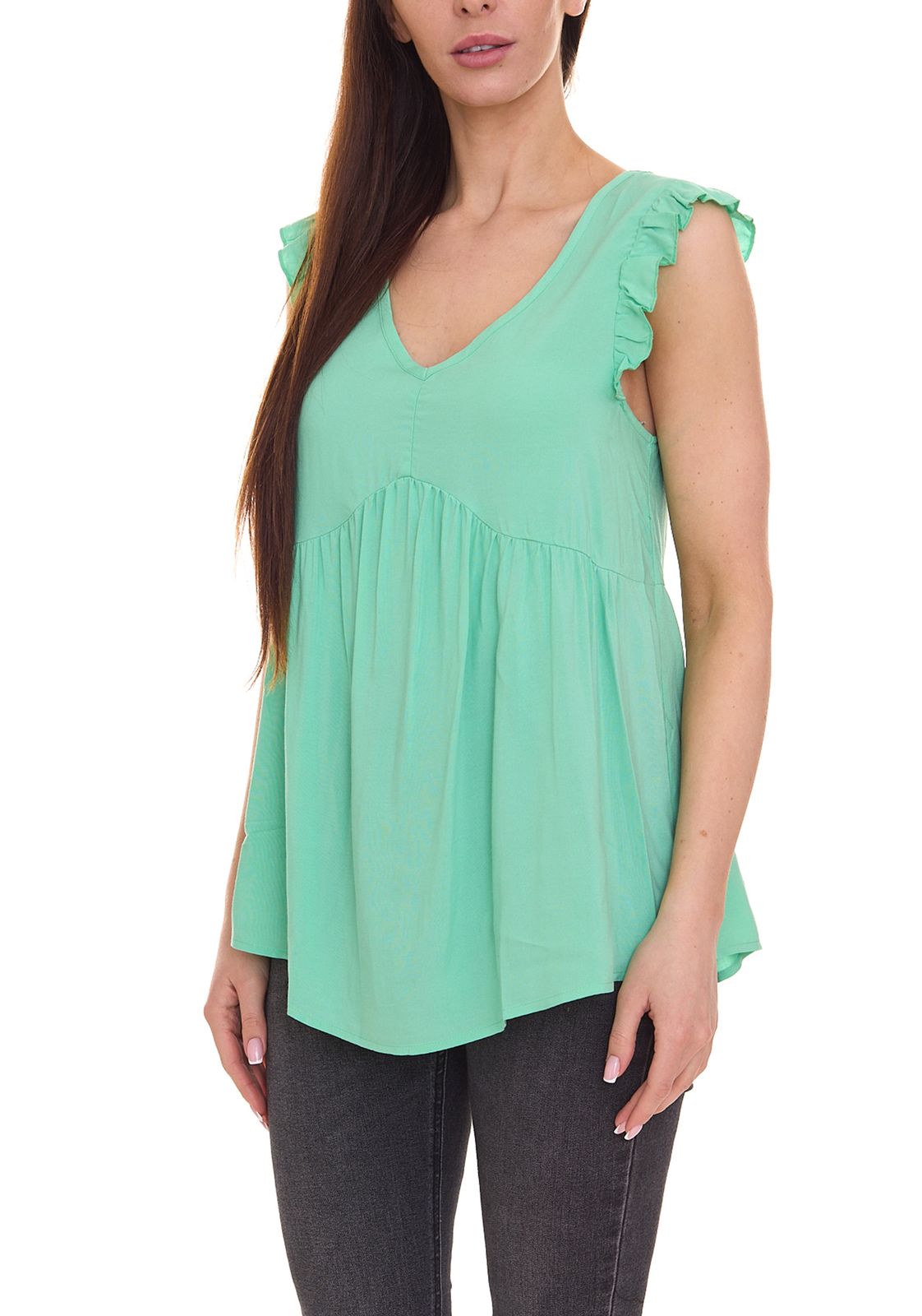 Aniston CASUAL Damen Bluse-Top schicke Sommer-Bluse mit V-Ausschnitt 57166816 Grün von Aniston