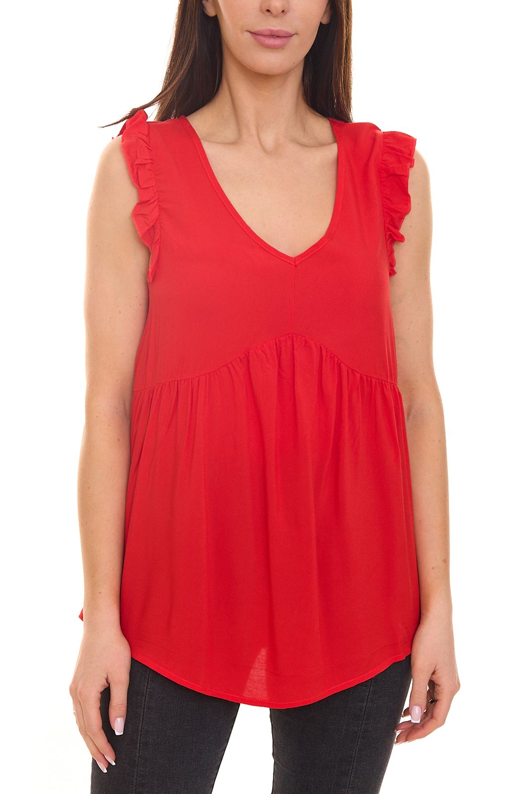 Aniston CASUAL Damen Blusentop mit Rüschendetails Sommer-Shirt 60330626 Rot von Aniston