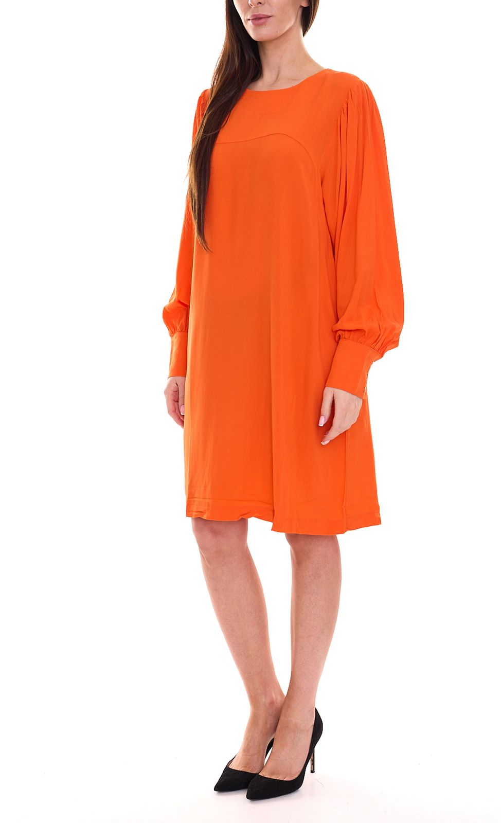 Aniston CASUAL Damen Jersey-Kleid stylisches Langarm-Kleid mit Rundhalsausschnitt 86943201 Orange von Aniston