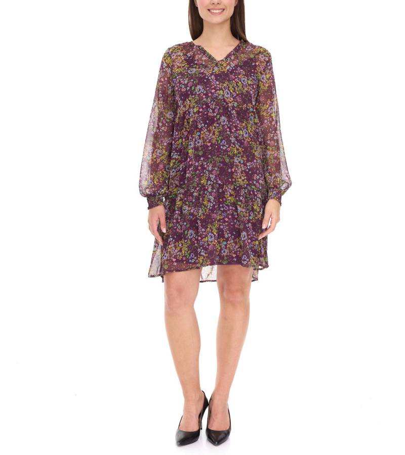 Aniston CASUAL Damen Kleid mit Allover-Blumen-Print Langarm-Kleid 24704960 Lila/Gelb/Grün von Aniston