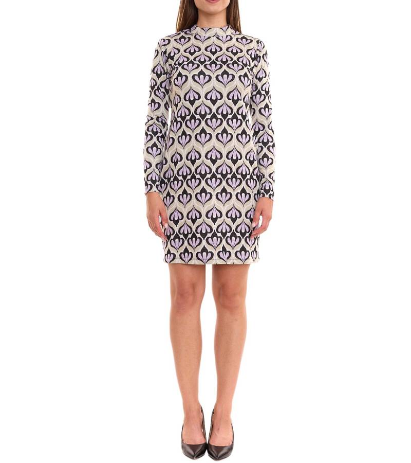 Aniston CASUAL Damen Midi-Kleid mit Allover-Print Langarm-Kleid mit Rückenausschnitt 86478136 Grün/Violett von Aniston