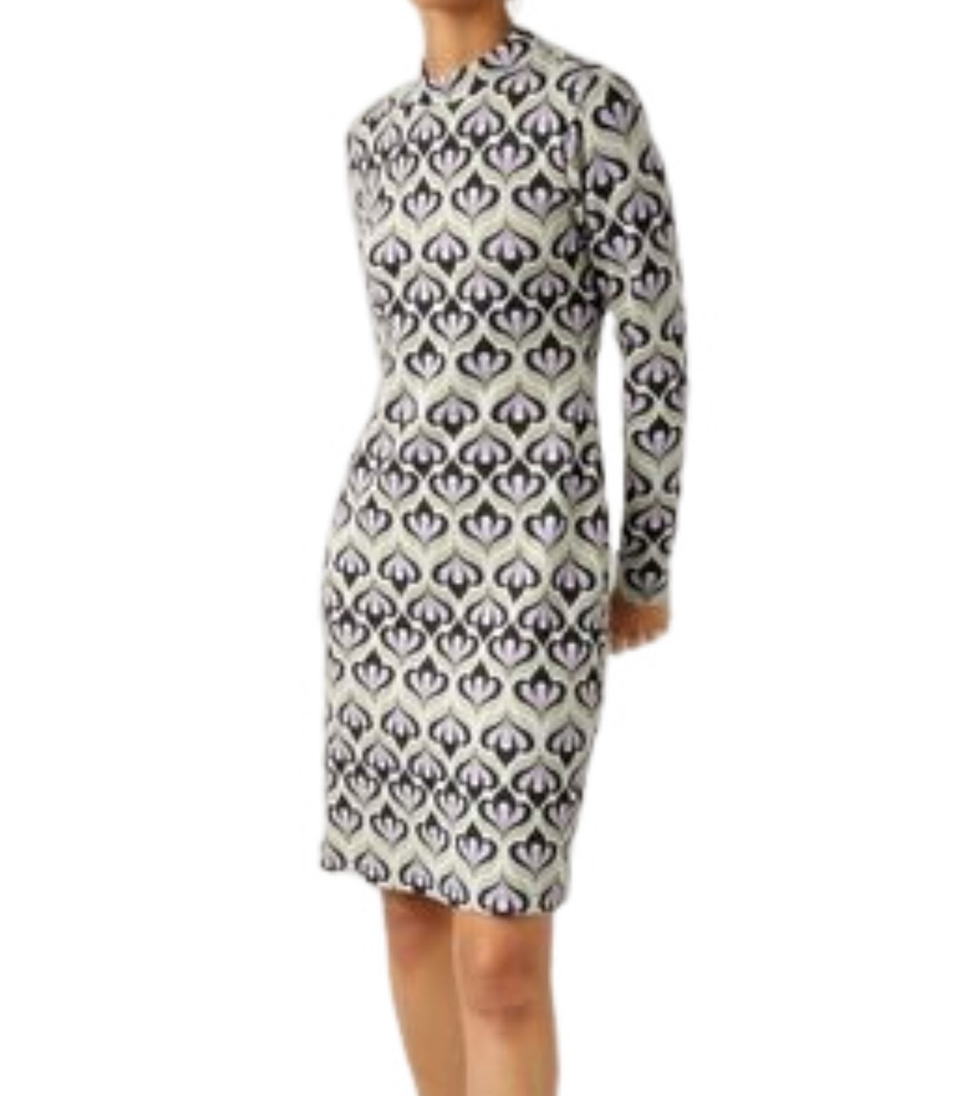 Aniston CASUAL Damen Midi-Kleid mit Allover-Print Langarm-Kleid mit Rückenausschnitt 86478136 Grün/Violett von Aniston