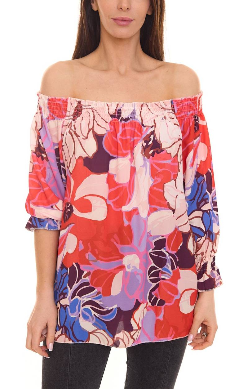 Aniston CASUAL Damen Sommer-Bluse mit Allover-Print schulterfrei Sommer-Shirt 15622313 Rosa/Rot von Aniston