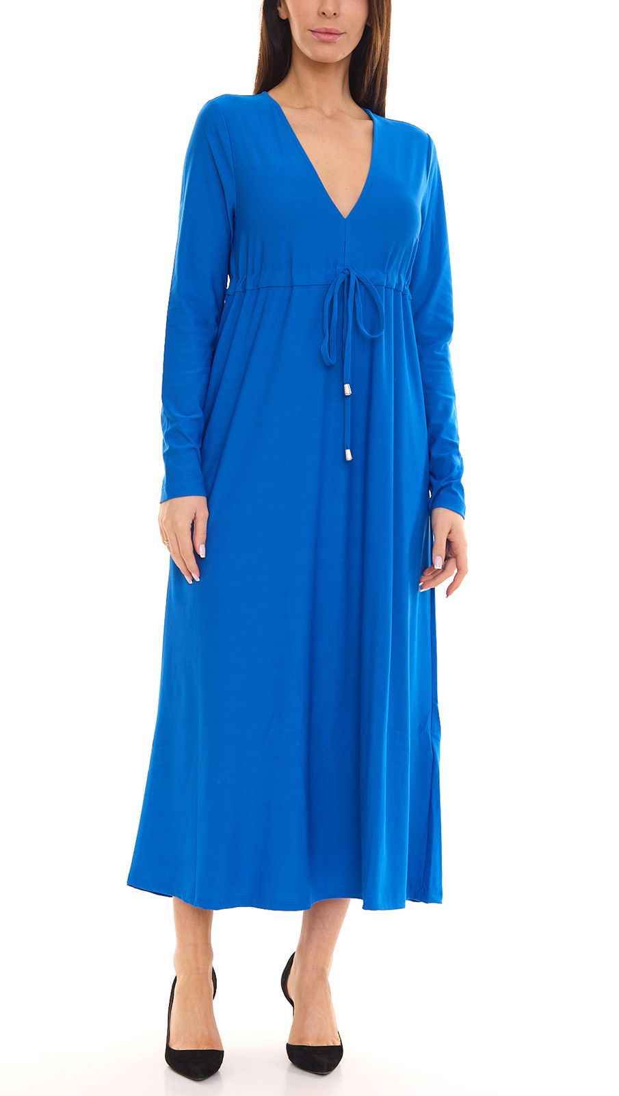 Aniston CASUAL Damen Sommer-Kleid Maxi-Kleid Langarm-Kleid 49417724 Blau von Aniston