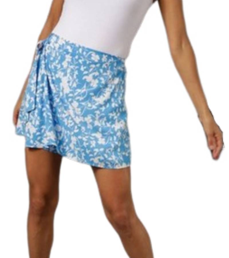 Aniston CASUAL Damen Sommer-Shorts Jersey Shorts mit Allover Blumen-Print und seitlichem Reißverschluss Tennis-Rock 86708416 Blau von Aniston