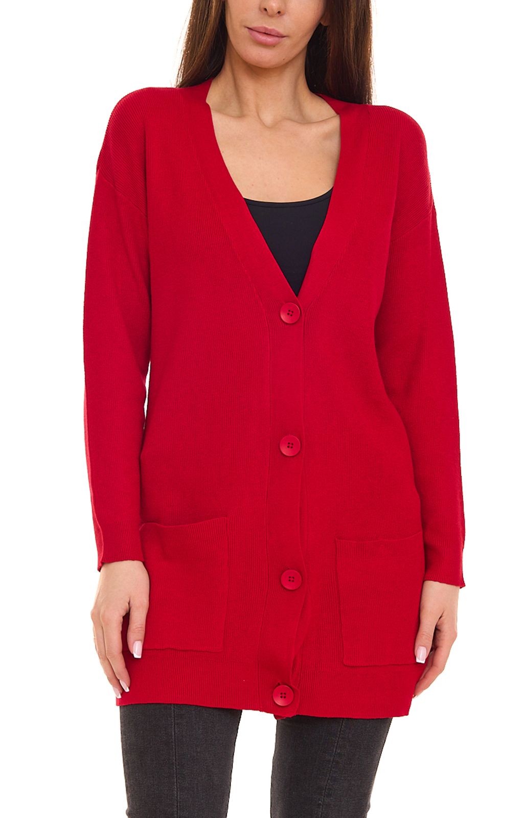 Aniston CASUAL Damen Strick-Jacke modischer Cardigan mit Eingriffstaschen 17529526 Rot von Aniston