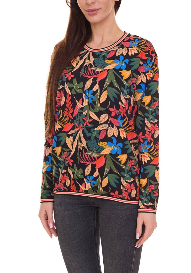 Aniston CASUAL Damen Sweatshirt sommerlicher Pullover mit Blumen-Print 45542028 Schwarz/Bunt von Aniston