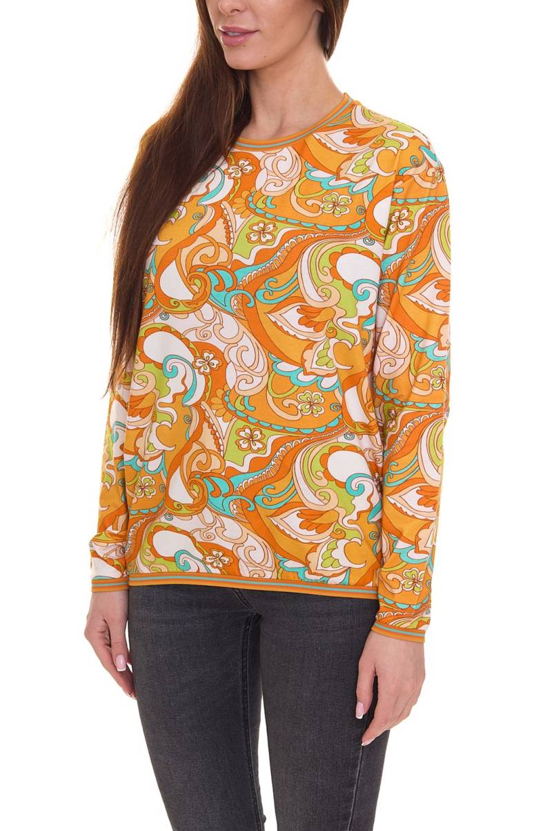 Aniston CASUAL Damen Sweatshirt sommerlicher Pullover mit Ornamenten 29722401 Orange/Bunt von Aniston