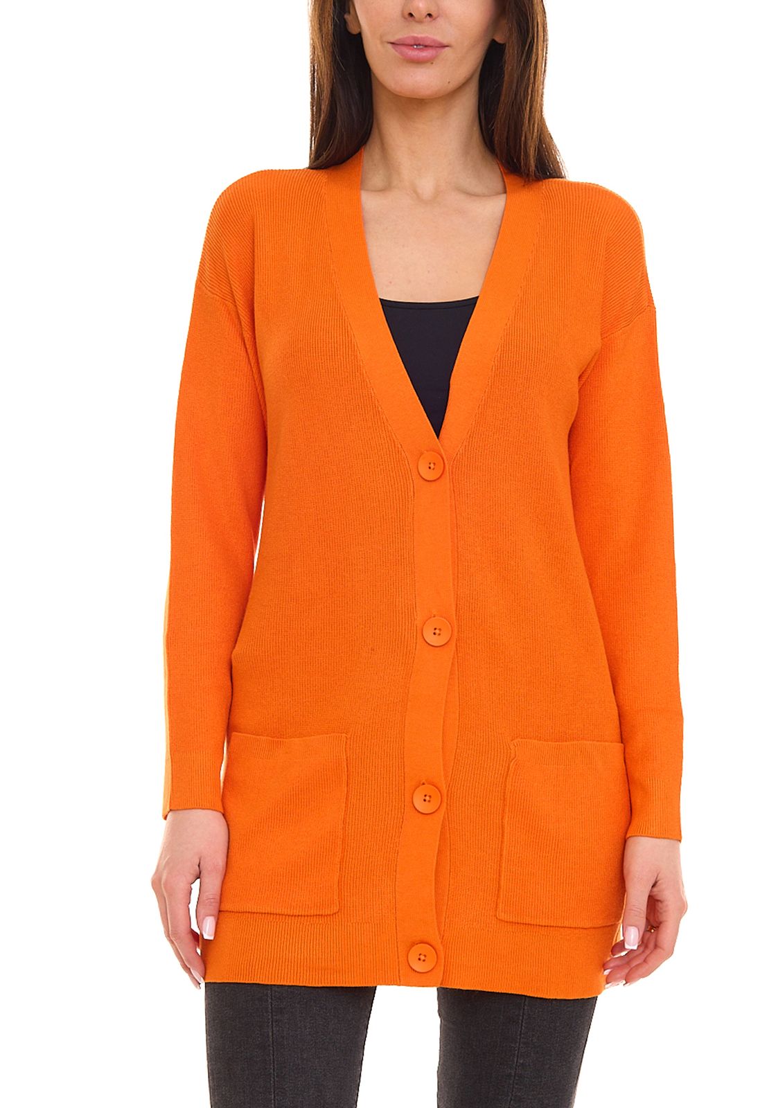 Aniston CASUAL Damen modische Strick-Jacke stylischer Cardigan mit Knöpfen 50627142 Orange von Aniston