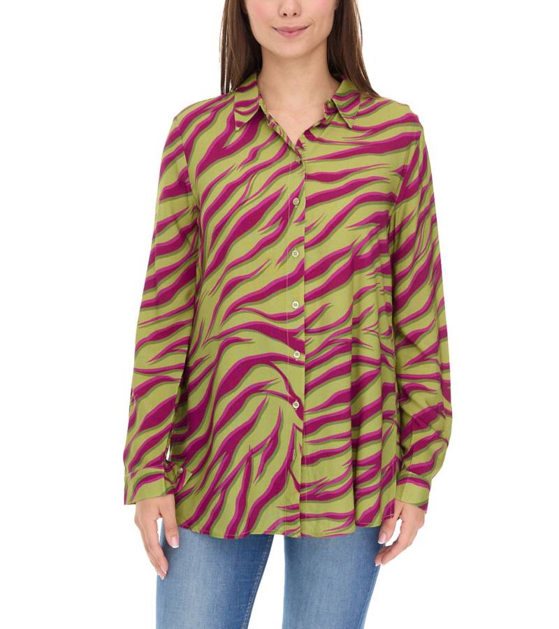 Aniston CASUAL FM Damen Bluse stylische Sommer-Bluse mit Kent-Kragen Alltags-Bluse 11026408 Grün/Lila von Aniston